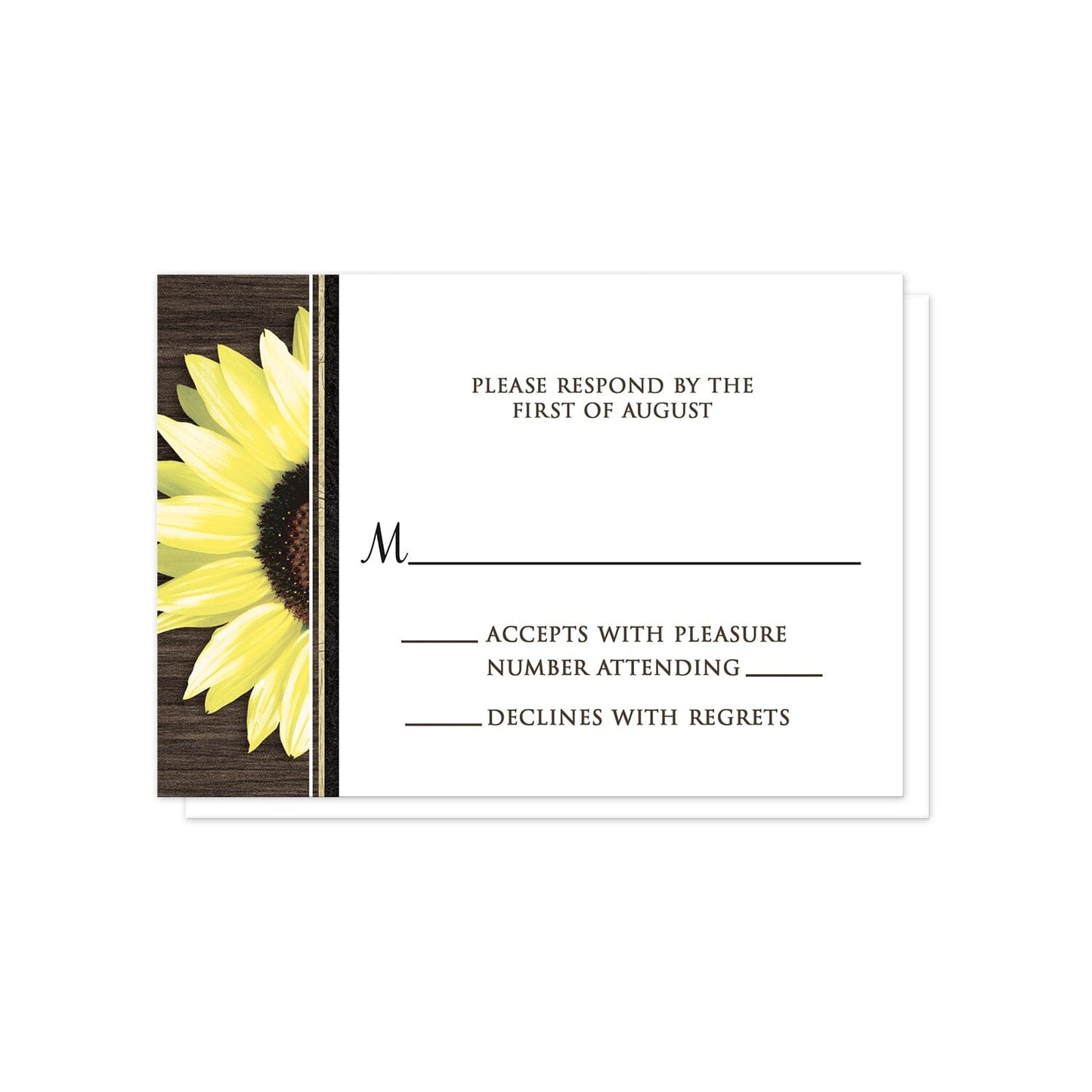 Rustic Sunflower with Black RSVP Cards at Artistically Invited.