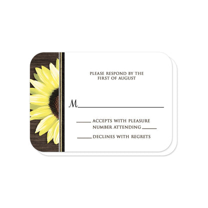 Rustic Sunflower with Black RSVP Cards (with rounded corners) at Artistically Invited.