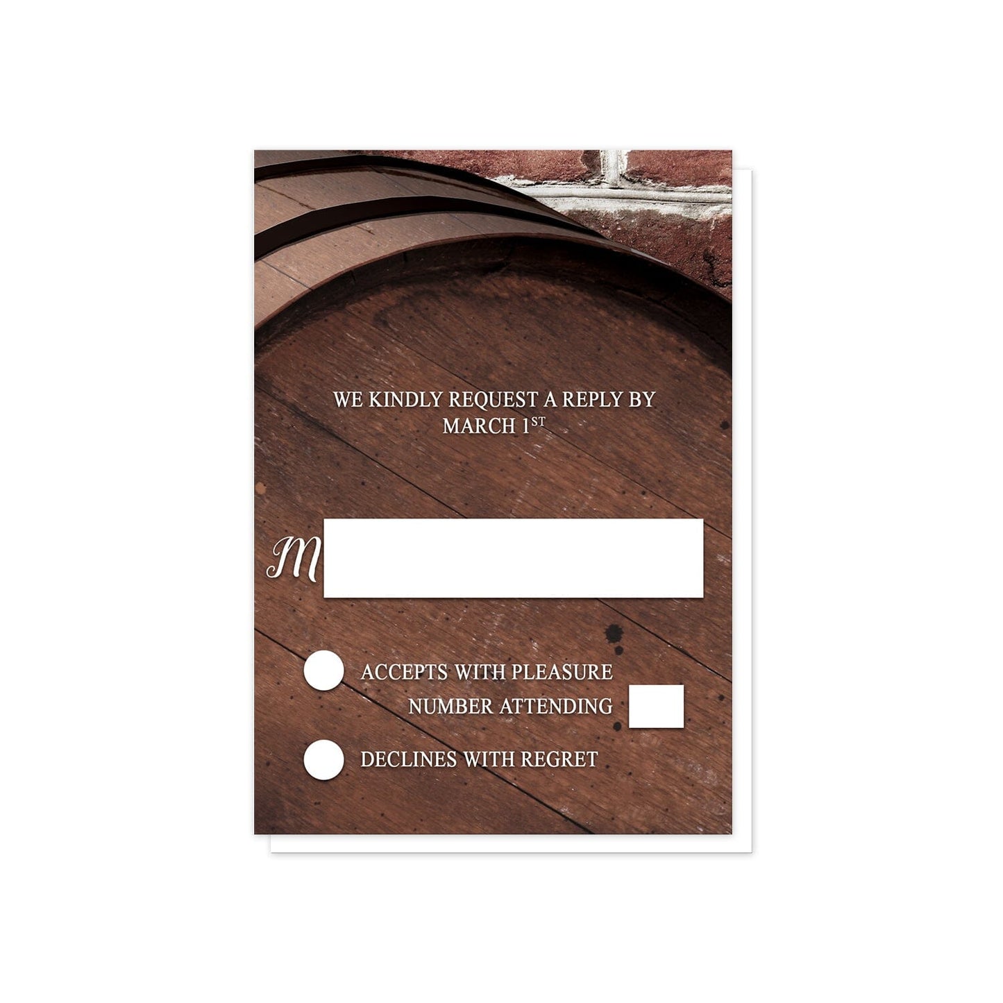 Rustic Wine Barrel Vineyard RSVP Cards at Artistically Invited.
