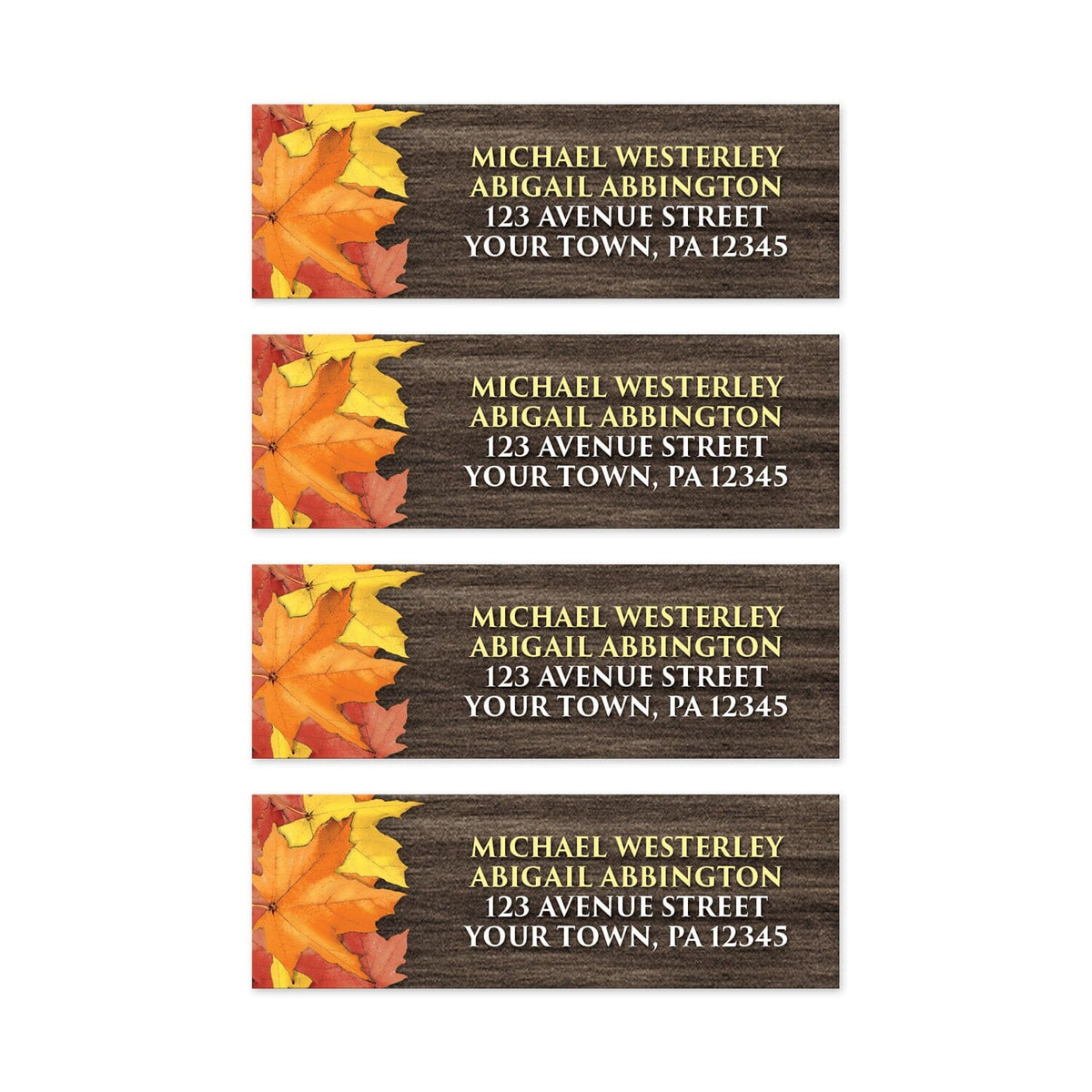 Rustic Autumn Leaves Wood Address Labels – Artistically Invited