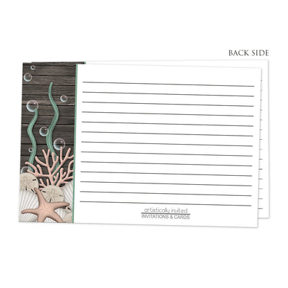 Back side of the Rustic Beach Seashells and Wood Recipe Cards