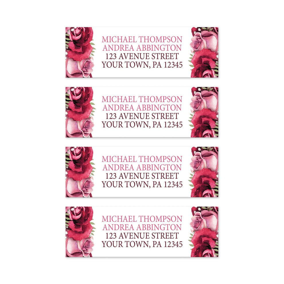 Rustic Burgundy Pink Rose White Address Labels – Artistically Invited
