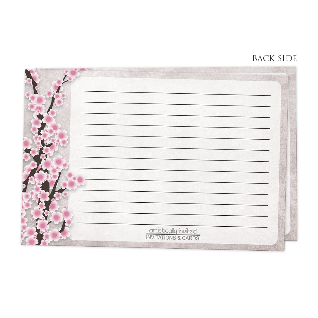 Back side of the Rustic Pink Cherry Blossom Recipe Cards