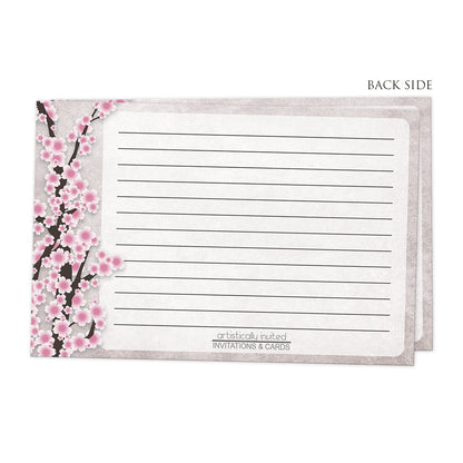 Back side of the Rustic Pink Cherry Blossom Recipe Cards