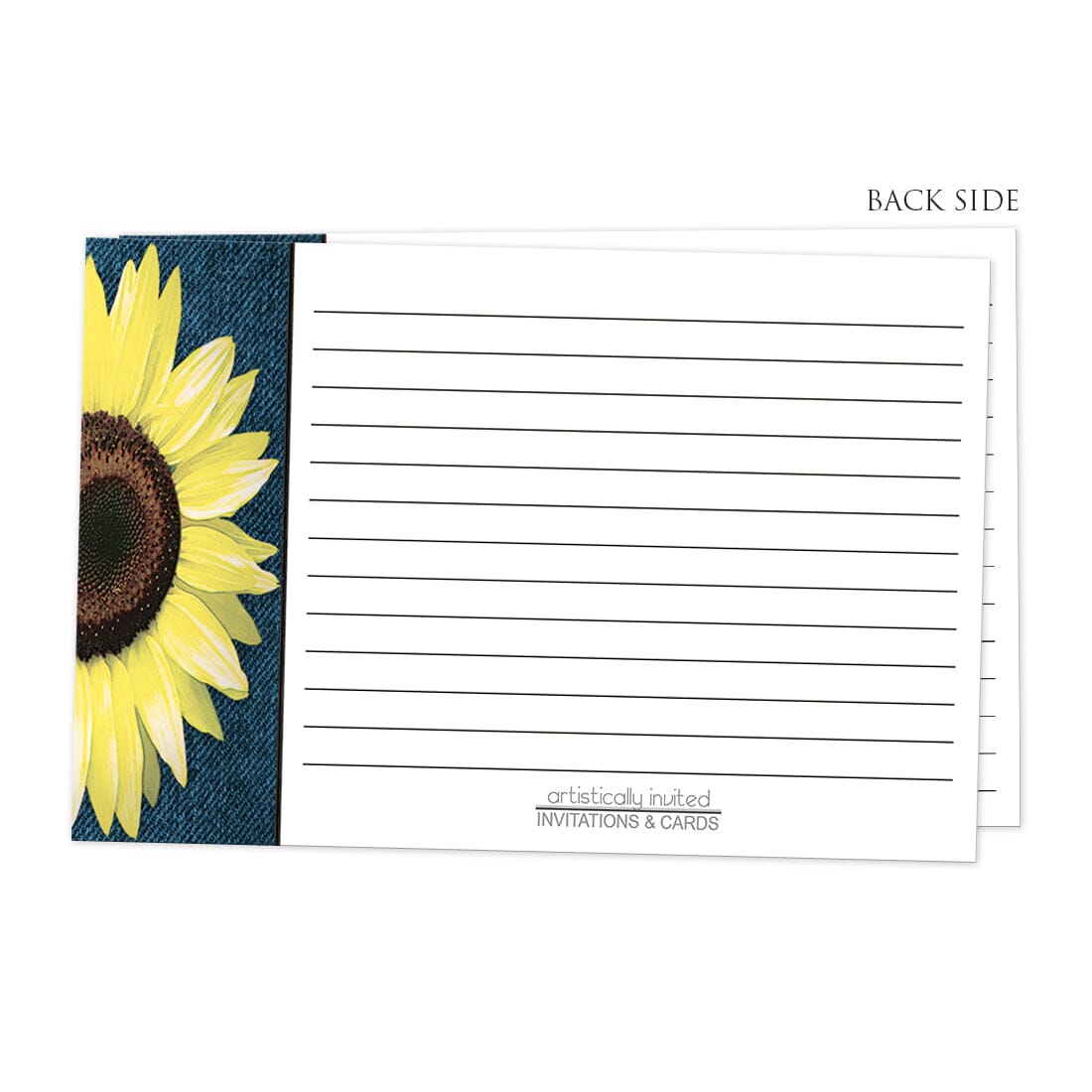 Back side of the Rustic Sunflower and Denim Recipe Cards