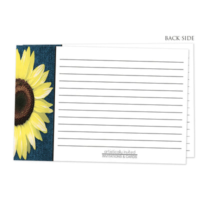 Back side of the Rustic Sunflower and Denim Recipe Cards