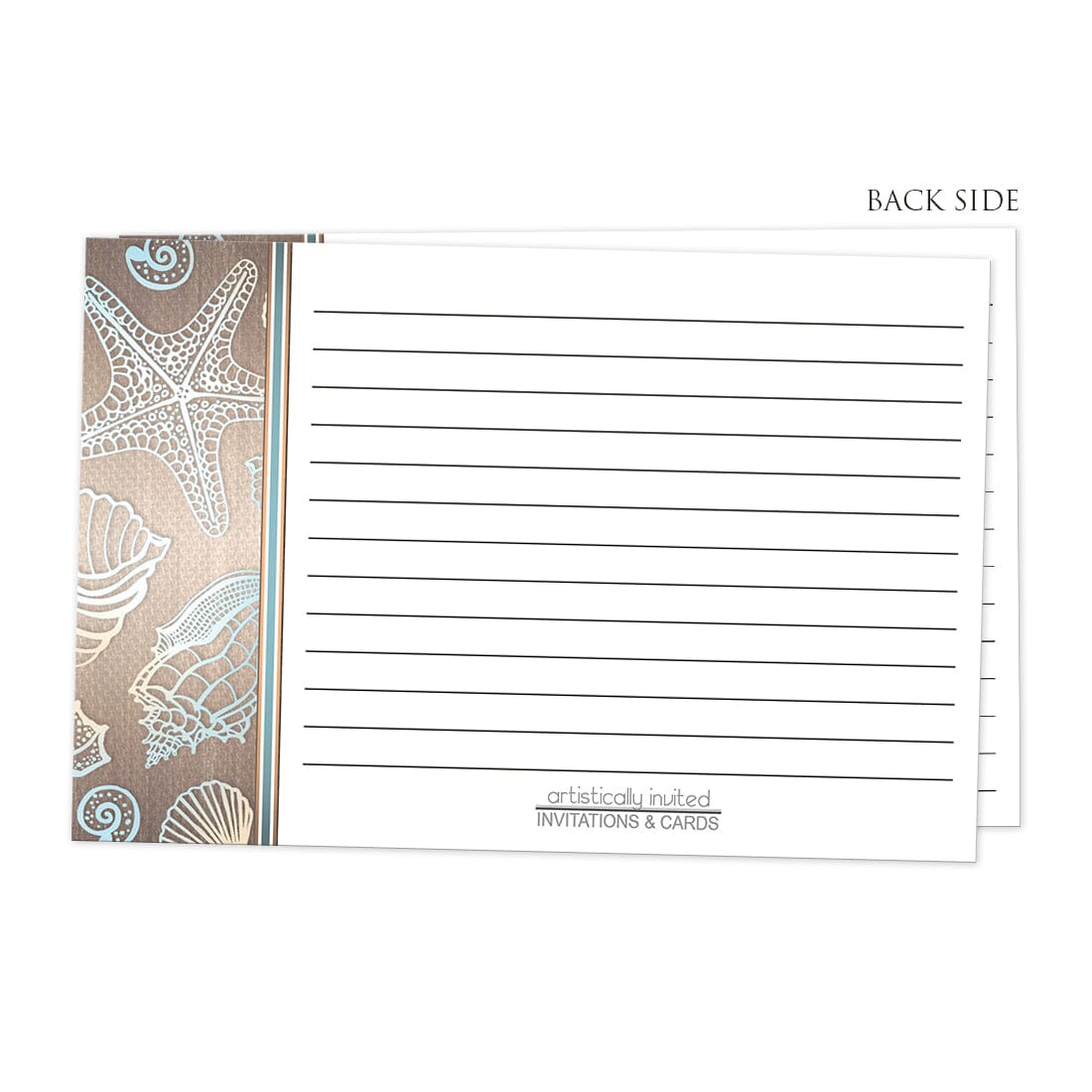Back side of the Rustic Wood Beach Seashell Recipe Cards