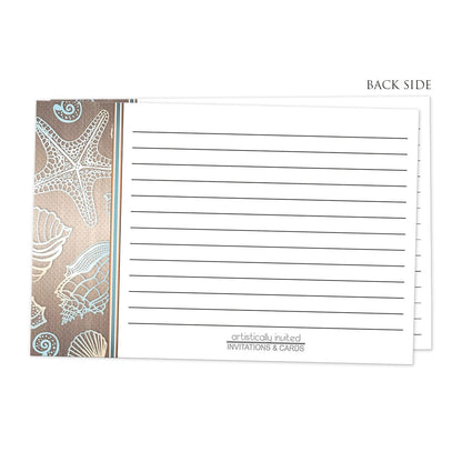 Back side of the Rustic Wood Beach Seashell Recipe Cards