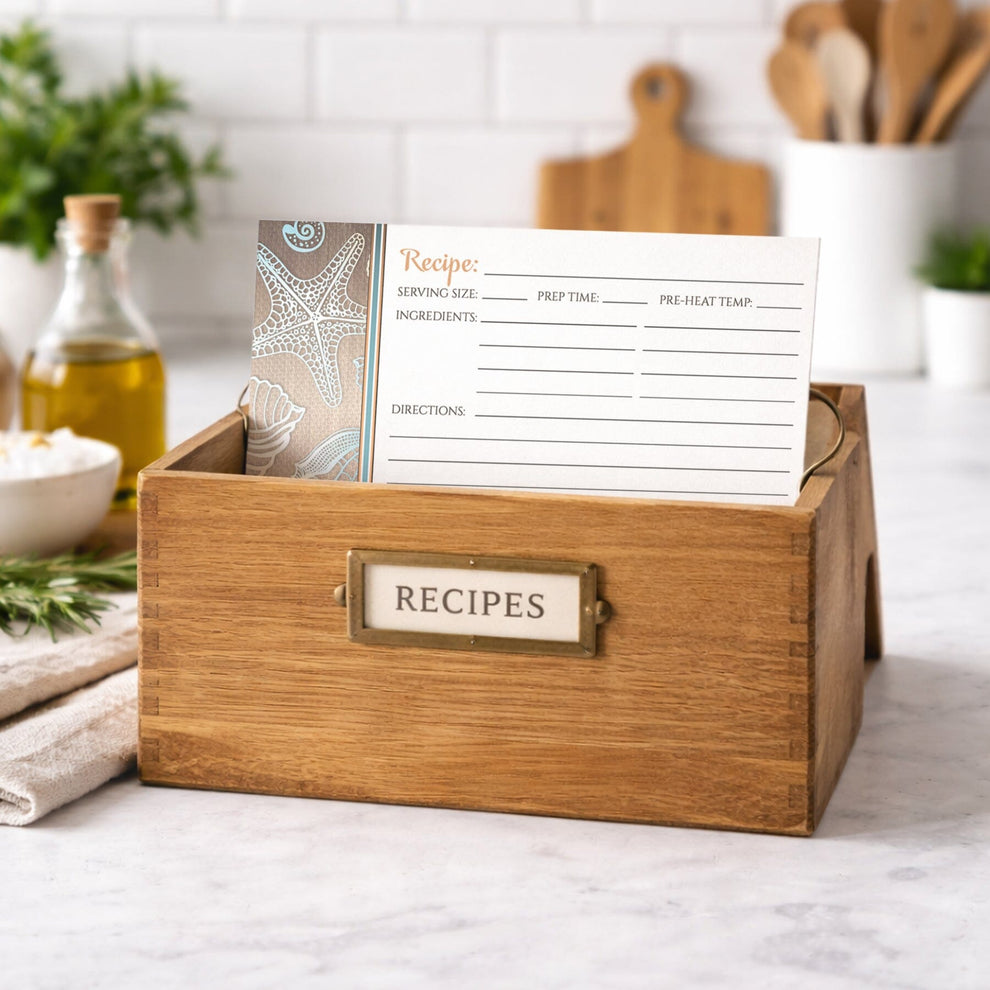 Rustic Wood Beach Seashell Recipe Cards – Artistically Invited