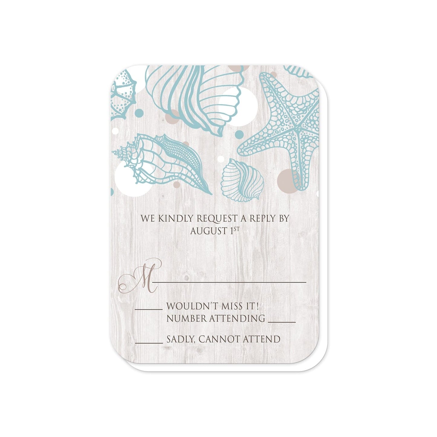 Seashell Whitewashed Wood Beach RSVP Cards (with rounded corners) at Artistically Invited.