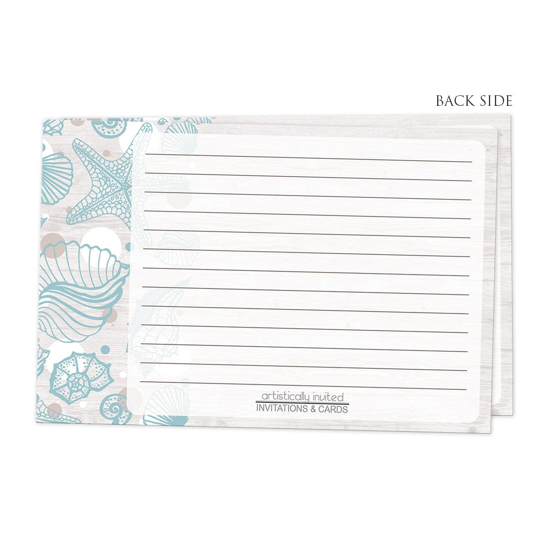 Back side of the Seashell Whitewashed Wood Beach Recipe Cards