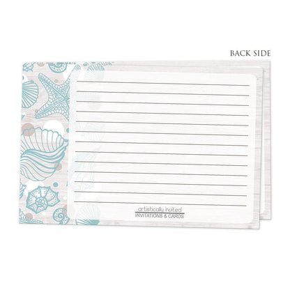 Back side of the Seashell Whitewashed Wood Beach Recipe Cards