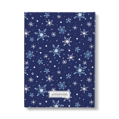 Personalized Snowflakes on Blue Journal at Artistically Invited. Back side of the book.