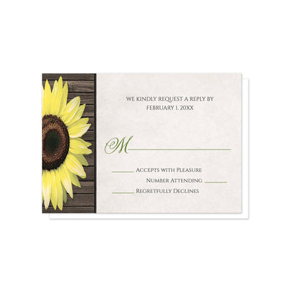 Sunflower Wood Mason Jar Rustic RSVP Cards at Artistically Invited.