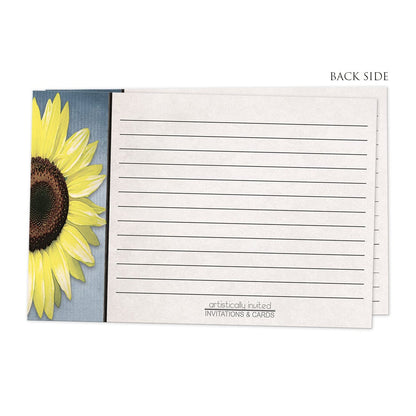 Back side of the Sunflower and Blue Rustic Recipe Cards