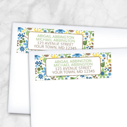 Sunny Summer Flowers Address Labels at Artistically Invited. Example of labels on envelopes. 