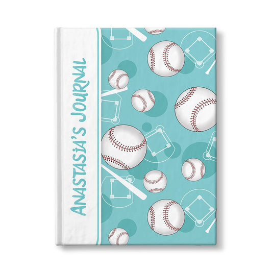 Personalized Teal Baseball Journal at Artistically Invited.