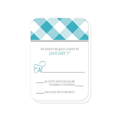 Turquoise Gingham RSVP Cards (with rounded corners) at Artistically Invited.