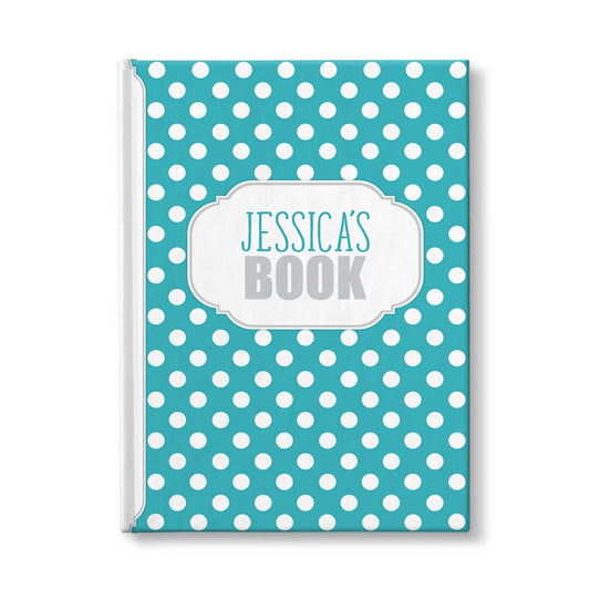 Personalized Turquoise Polka Dot Journal at Artistically Invited.