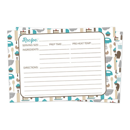 Front side of the Turquoise Baking Pattern Recipe Cards
