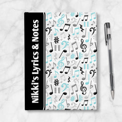 Personalized Turquoise Music Notes Journal for Songwriting & Musicians ...