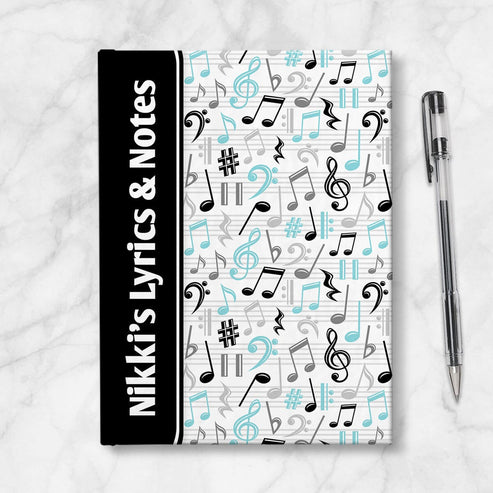 Personalized Turquoise Music Notes Journal for Songwriting & Musicians ...