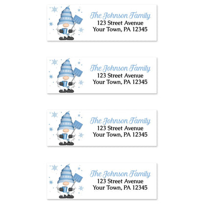 Winter Gnome Address Labels at Artistically Invited. Sheet of 4 labels.