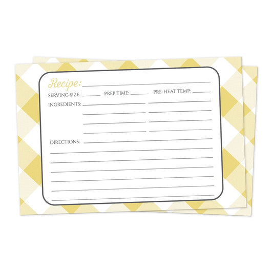 Front side of the Yellow Gingham Recipe Cards