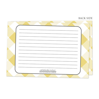 Back side of the Yellow Gingham Recipe Cards
