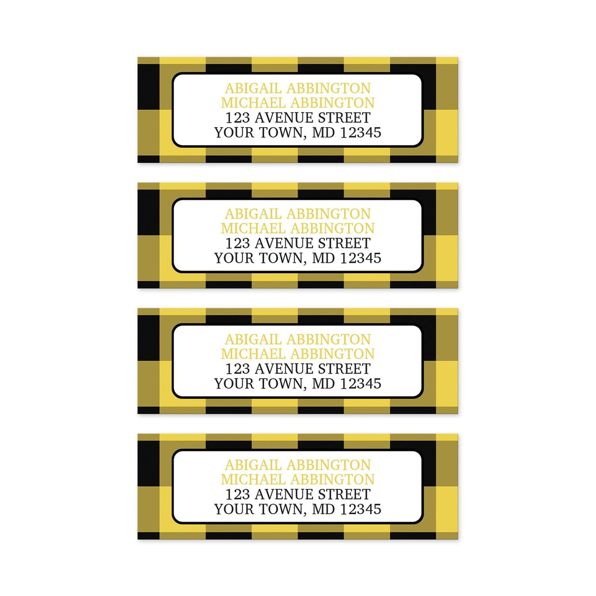 Yellow Black Buffalo Plaid Address Labels – Artistically Invited