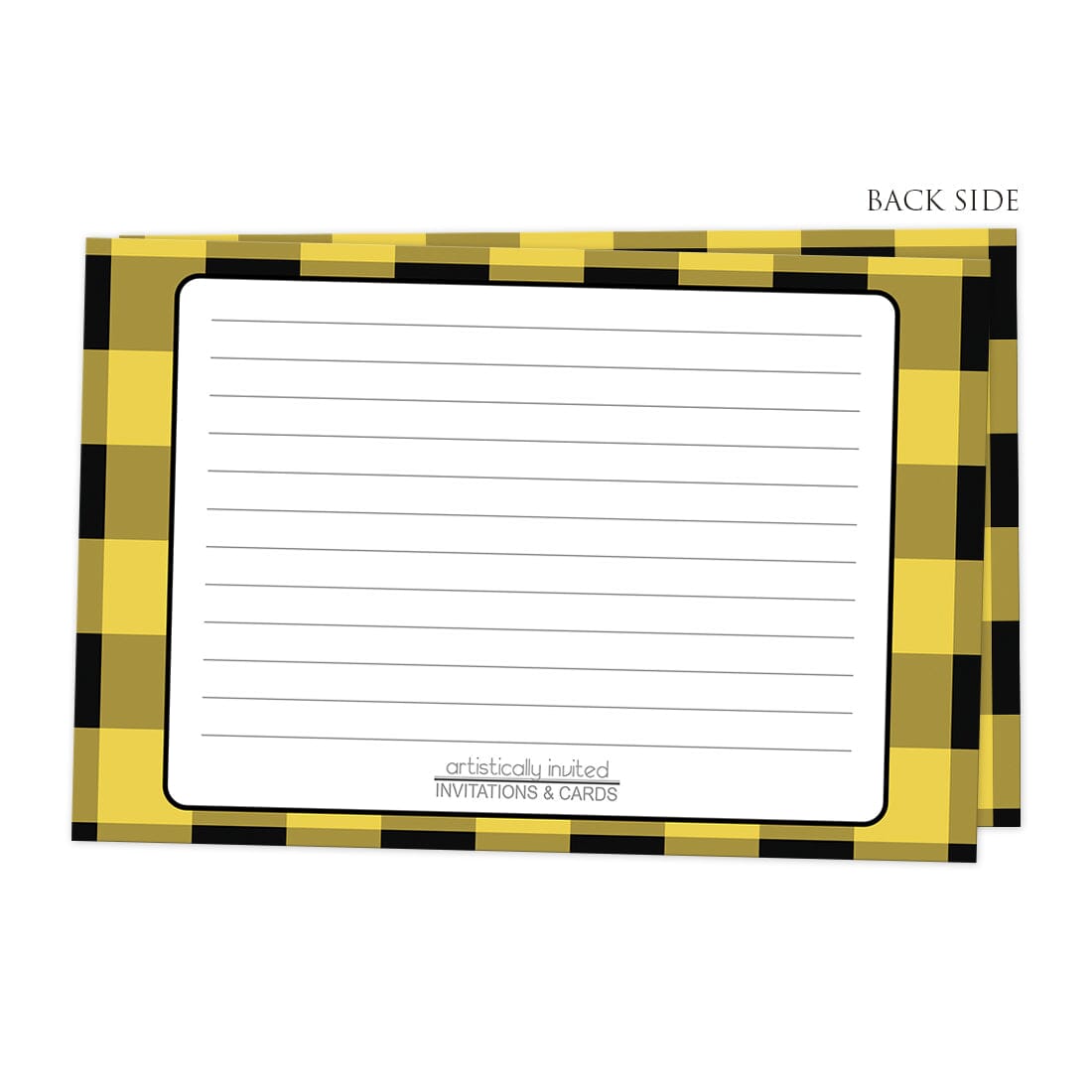 Back side of the Yellow and Black Buffalo Plaid Recipe Cards