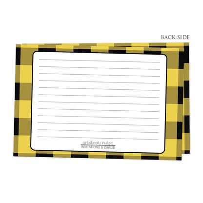Back side of the Yellow and Black Buffalo Plaid Recipe Cards