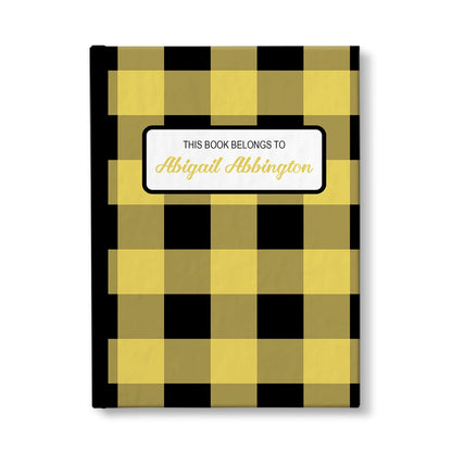 Personalized Yellow and Black Buffalo Plaid Journal at Artistically Invited.