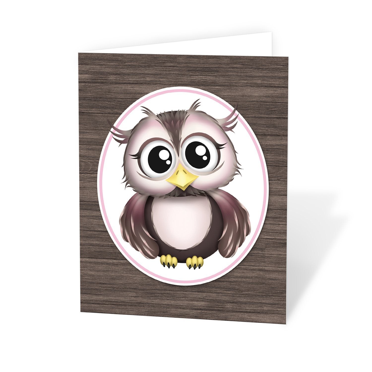 Owl Note Cards - Adorable Owl Pink and Brown Note Cards at Artistically Invited
