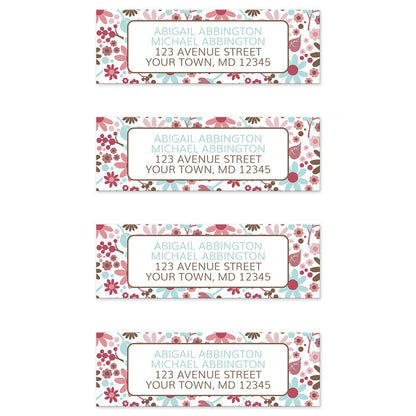 Berry Blue Summer Flowers Address Labels (4 to a sheet) at Artistically Invited.