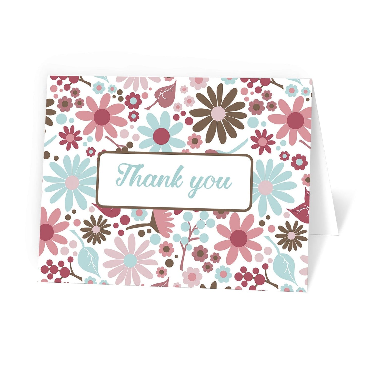 Berry Blue Summer Flowers Thank You Cards at Artistically Invited.