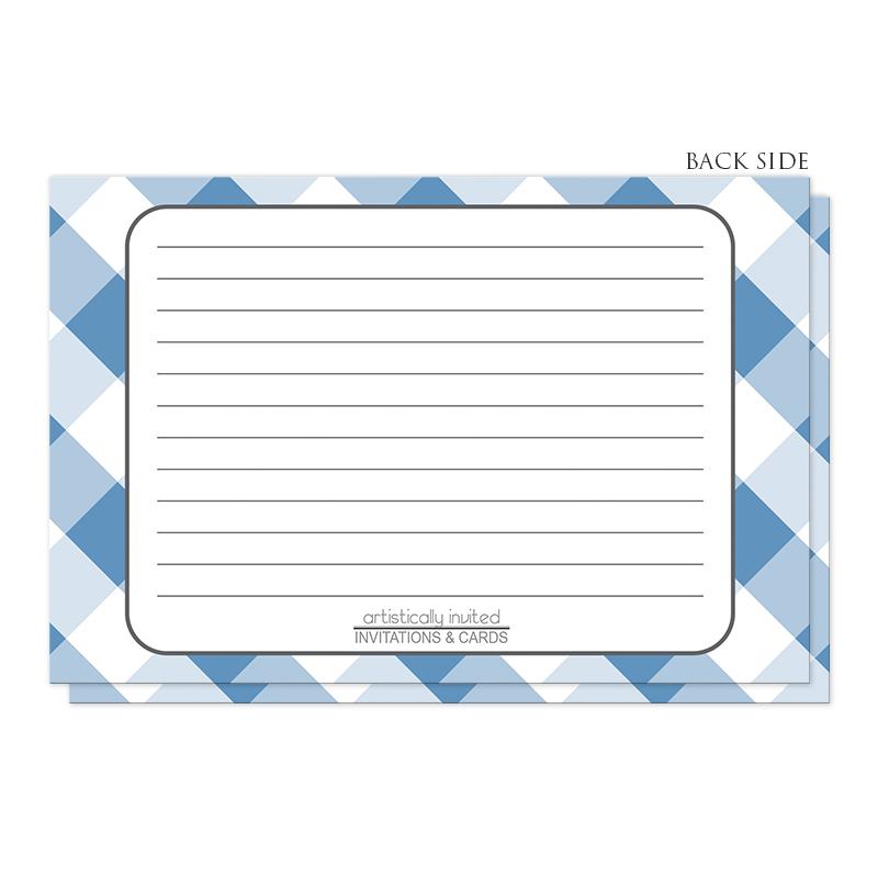 Blue Gingham Recipe Cards at Artistically Invited