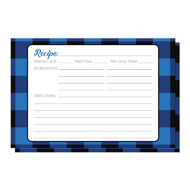 Blue and Black Buffalo Plaid Recipe Cards at Artistically Invited