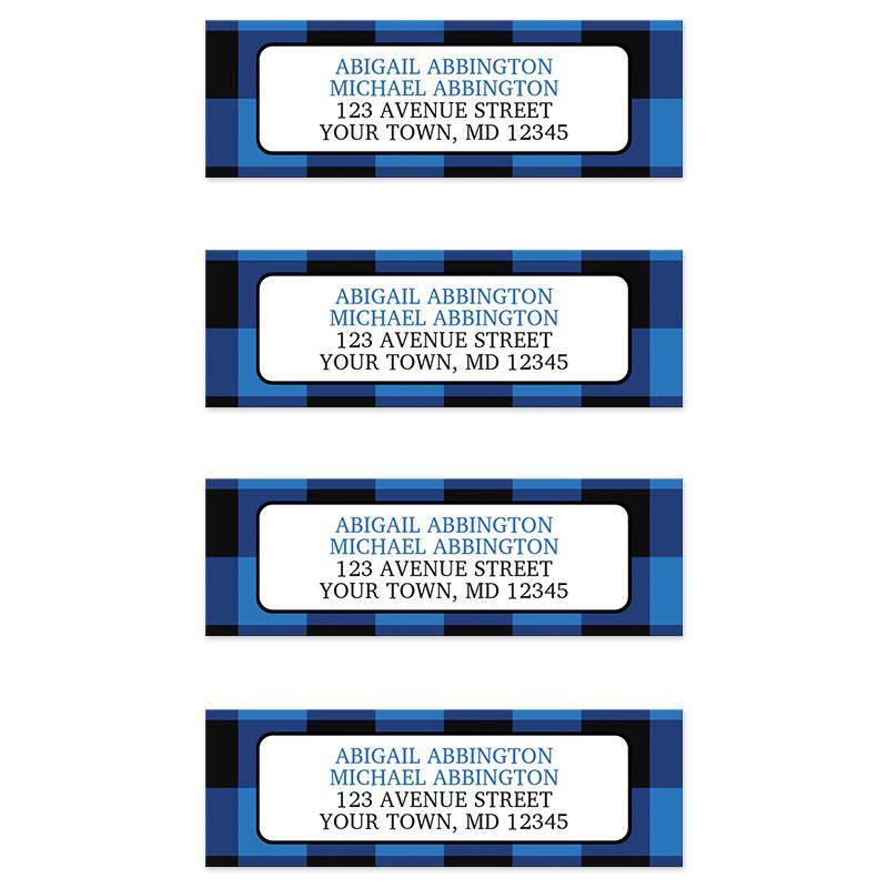 Blue and Black Buffalo Plaid Address Labels at Artistically Invited