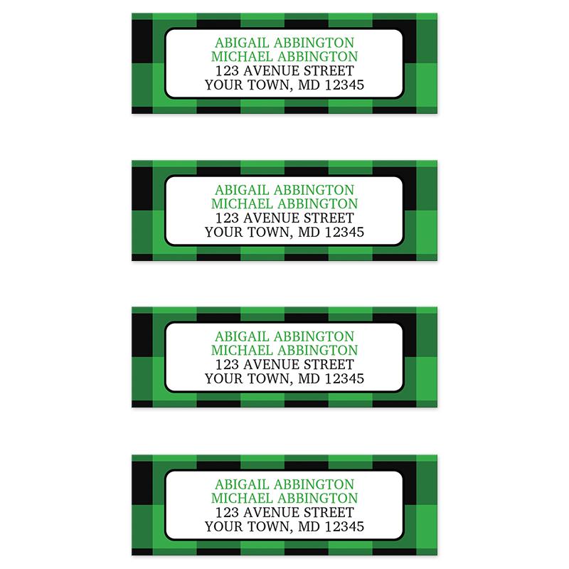 Green and Black Buffalo Plaid Address Labels at Artistically Invited