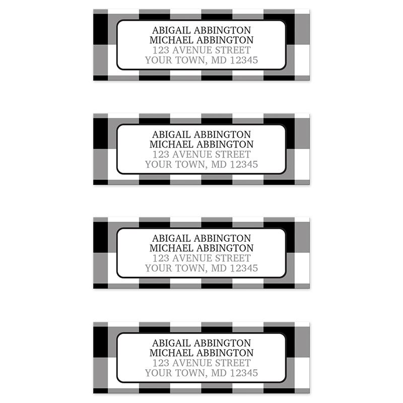 Black and White Buffalo Plaid Address Labels at Artistically Invited