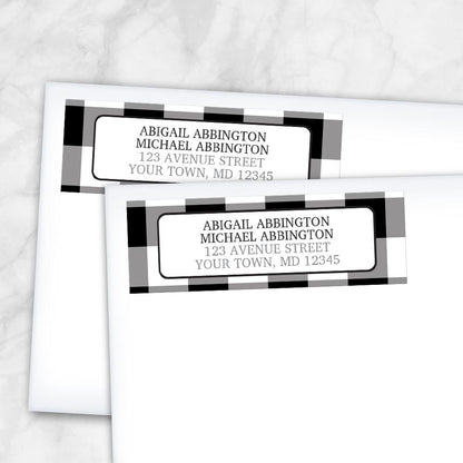 Black and White Buffalo Plaid Address Labels at Artistically Invited