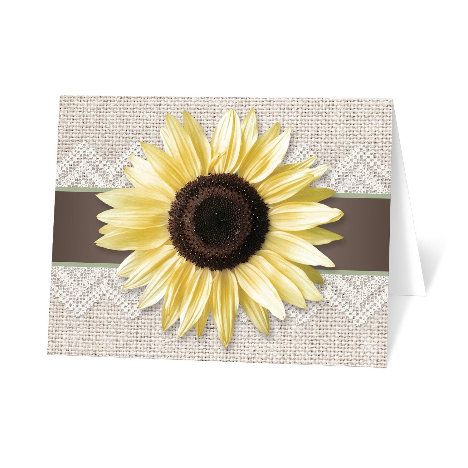 Burlap Lace Brown Sage Sunflower Note Cards at Artistically Invited