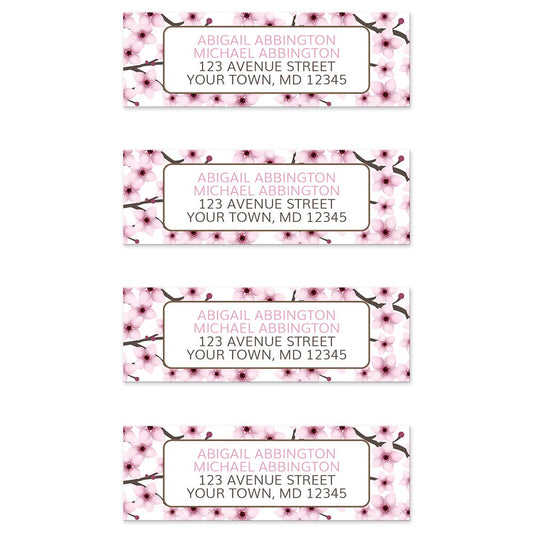 Cherry Blossom Address Labels (4 to a sheet) at Artistically Invited. 