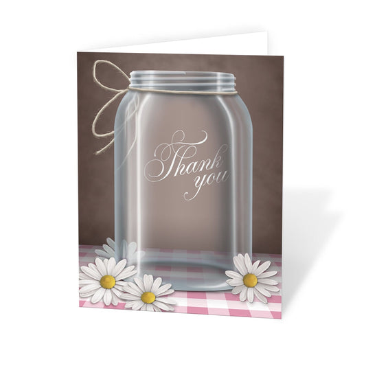 Country Mason Jar Gingham Daisy Thank You Cards at Artistically Invited.