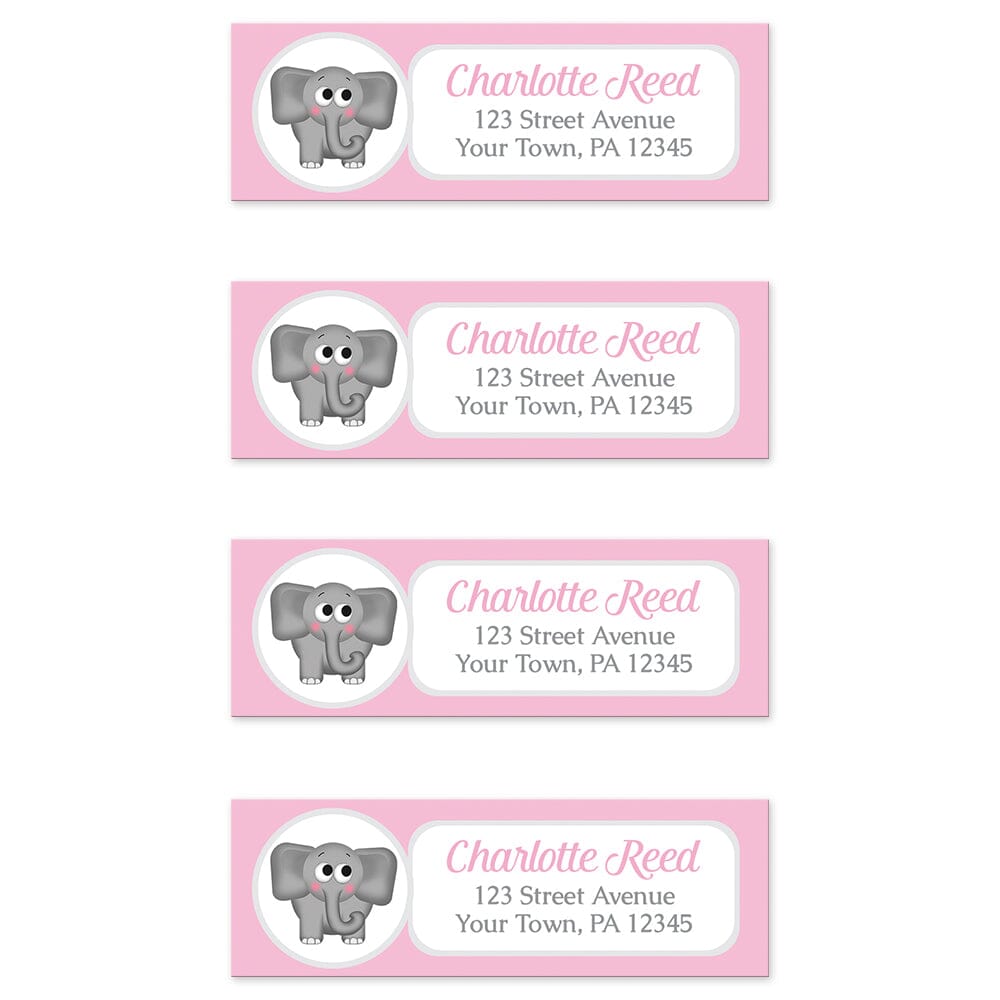 Cute Elephant Pink Return Address Labels (4 to a sheet) at Artistically Invited.