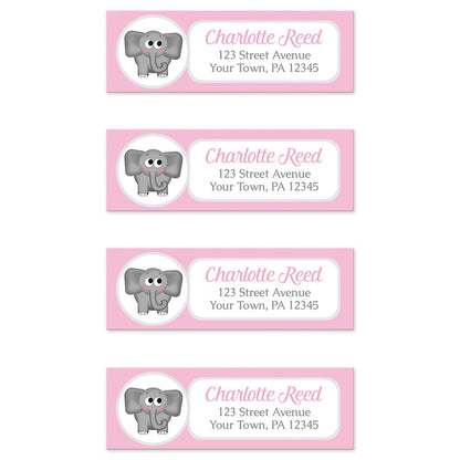 Cute Elephant Pink Return Address Labels (4 to a sheet) at Artistically Invited.