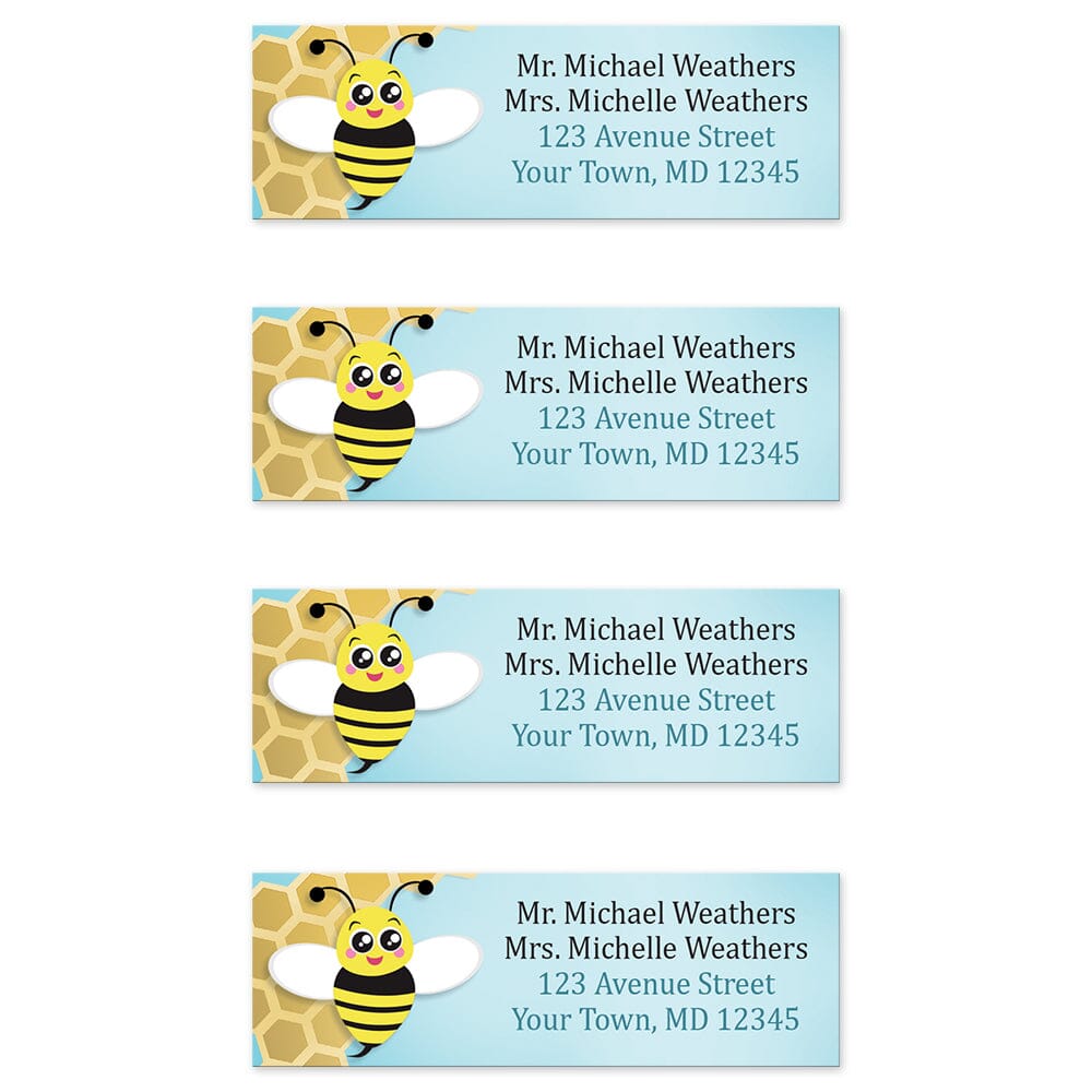 Cute Honeycomb Bee Return Address Labels (4 to a sheet) at Artistically Invited.