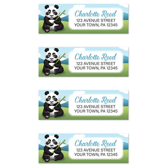 Cute Panda with Bamboo - Panda Address Labels (4 to a sheet) at Artistically Invited.