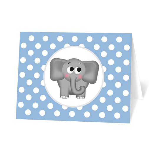 Cute Elephant Blue Polka Dot Note Cards at Artistically Invited